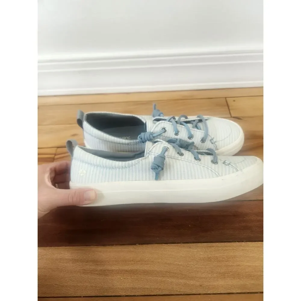 Sperry Shoes Womens 9 Crest Vibe Low Top Striped Sneakers STS86646 Blue White